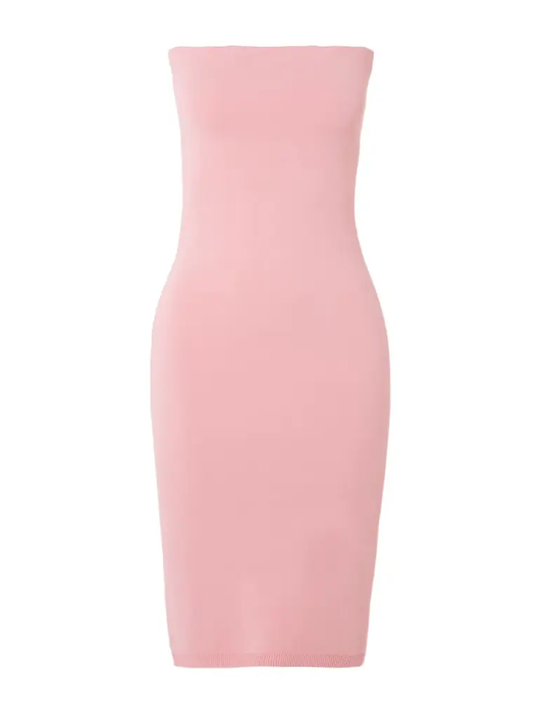 Jacquemus The Sera Strapless Embroidered Knitted Midi Dress | Image 1 Jacquemus The Sera Strapless Embroidered Knitted Midi Dress | Image 1