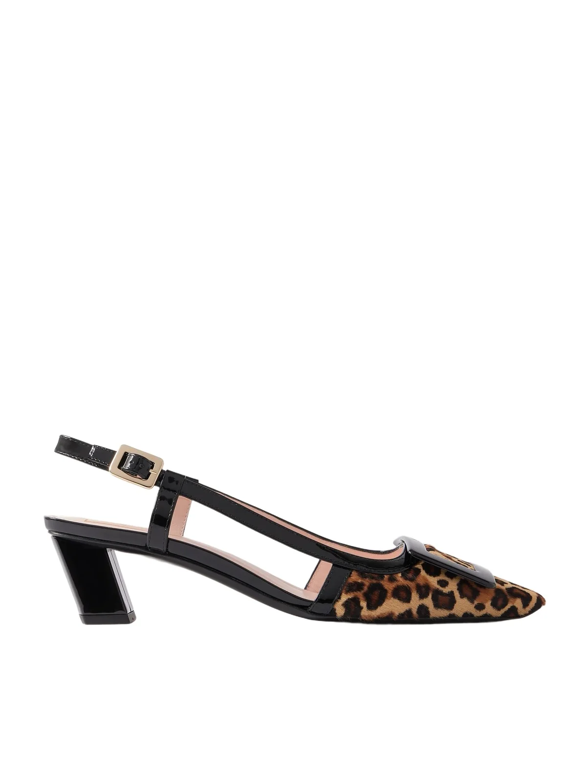 Belle Vivier 45 Patent Leather-trimmed Leopard-print Pony Hair Slingback Pumps