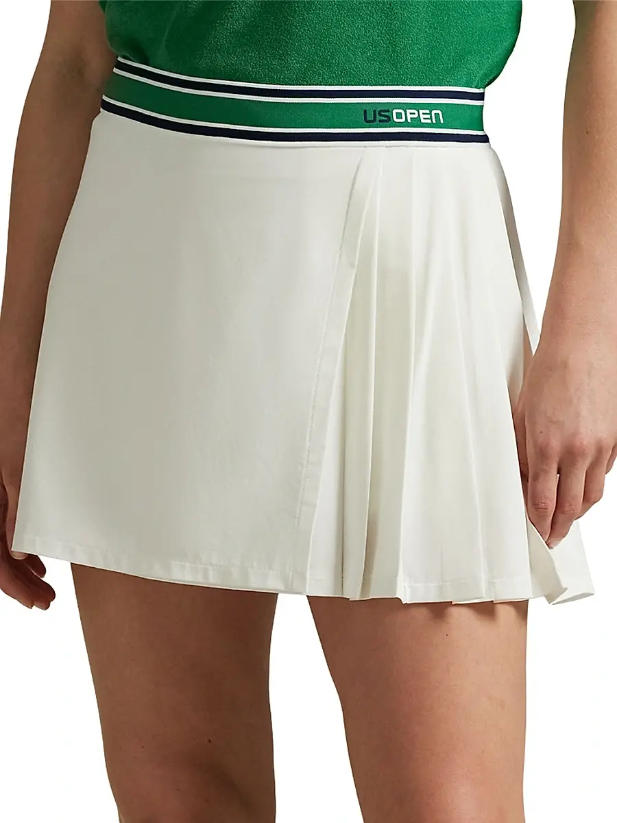 Polo Ralph Lauren Women's US Open Pleated Striped Wrap Skort - Ceramic White | Thumbnail 3 Polo Ralph Lauren Women's US Open Pleated Striped Wrap Skort - Ceramic White | Thumbnail 3