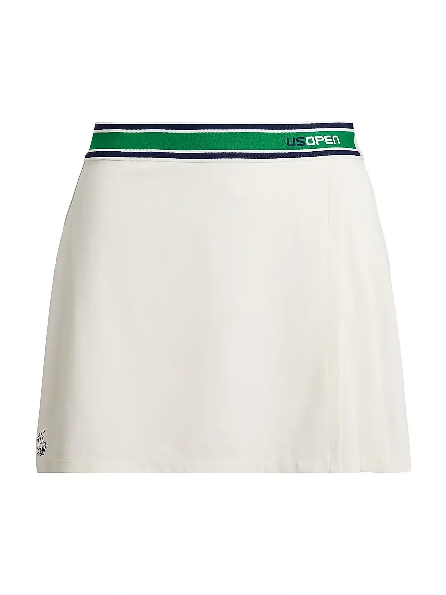 Women's US Open Pleated Striped Wrap Skort - Ceramic White