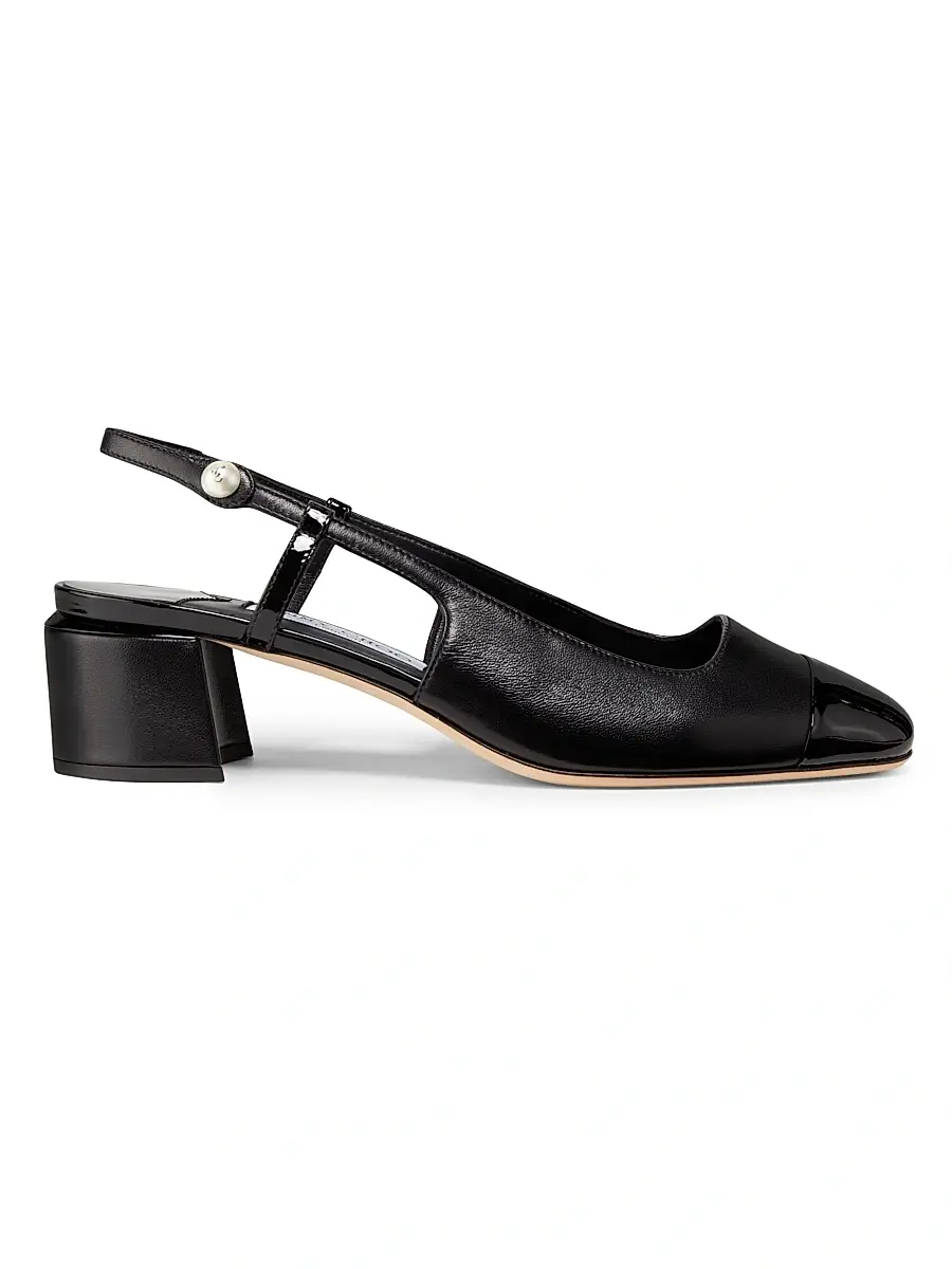Jimmy Choo Women's Elisa 45MM Leather Slingback Pumps - Black | Image 1 Jimmy Choo Women's Elisa 45MM Leather Slingback Pumps - Black | Image 1