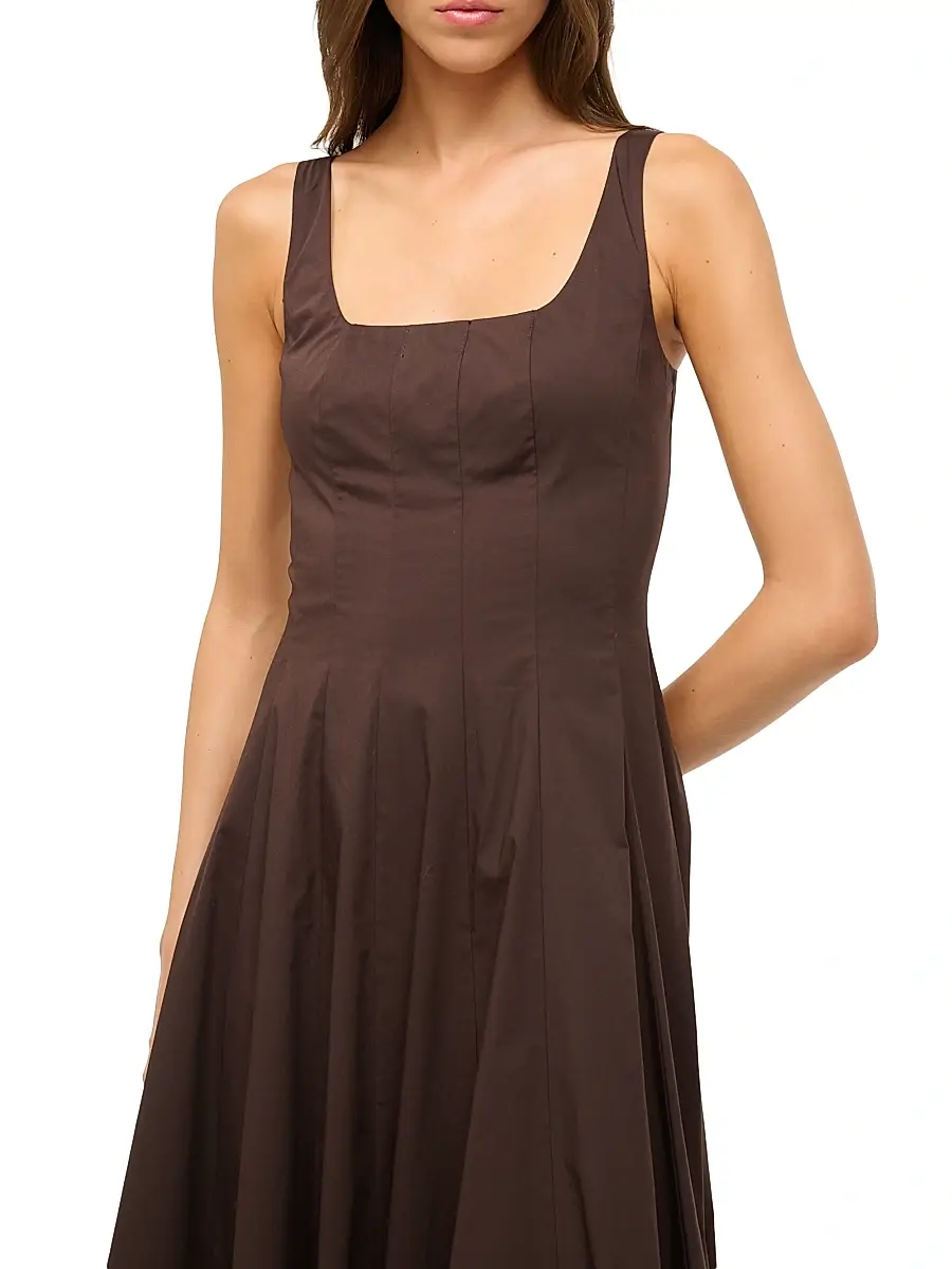 Staud Women's Wells Seamed Stretch Cotton Midi-Dress | Thumbnail 4 Staud Women's Wells Seamed Stretch Cotton Midi-Dress | Thumbnail 4