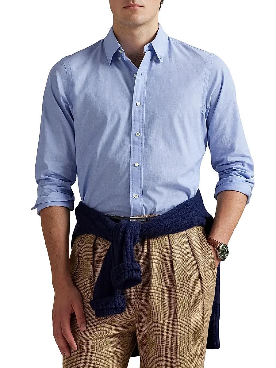 Polo Ralph Lauren Men's Classic-Fit End-On-End Cotton Shirt - Bluewhite | Thumbnail 3 Polo Ralph Lauren Men's Classic-Fit End-On-End Cotton Shirt - Bluewhite | Thumbnail 3