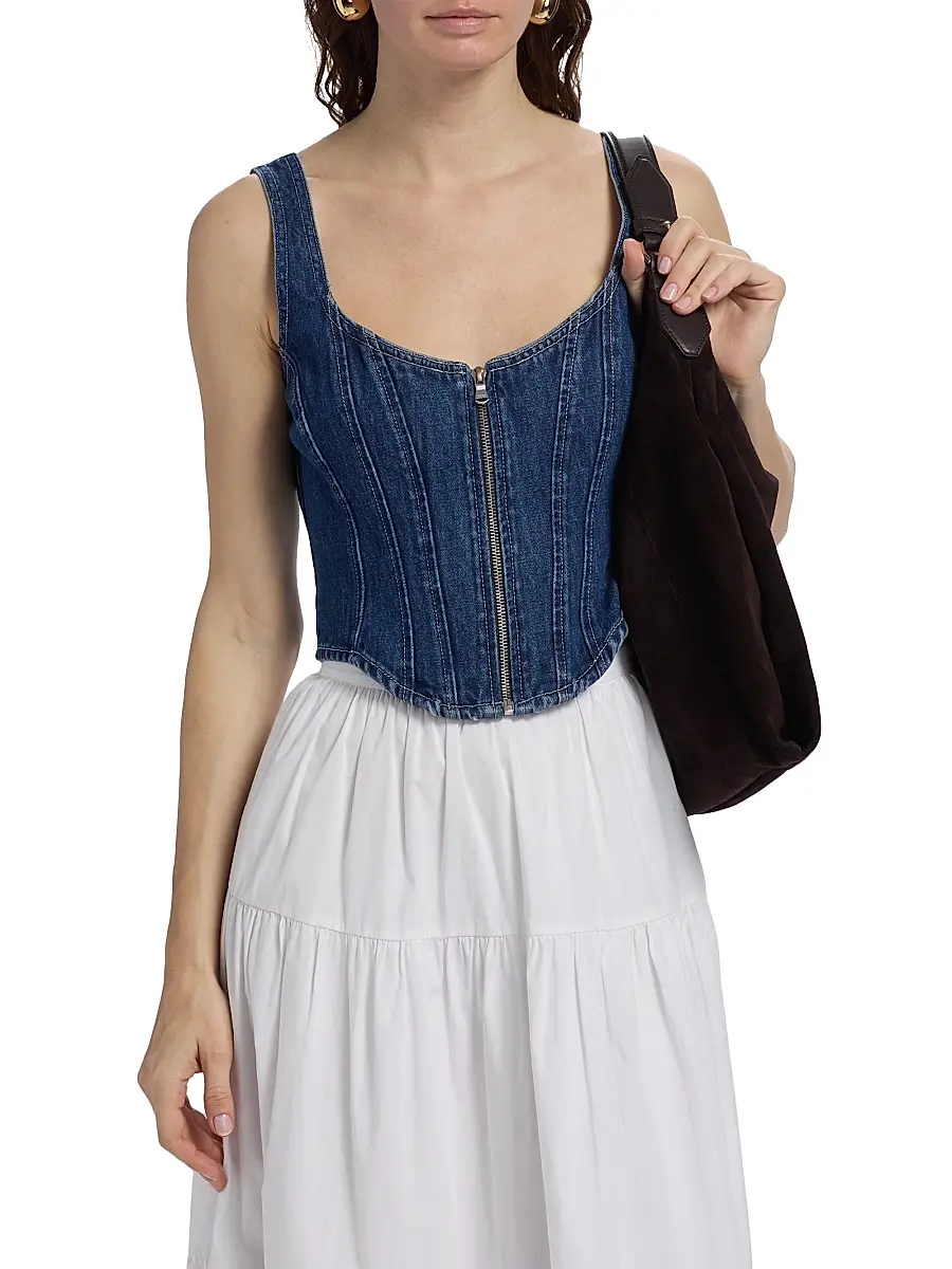 L'Agence Women's Elysia Denim Corset Tank | Thumbnail 3 L'Agence Women's Elysia Denim Corset Tank | Thumbnail 3