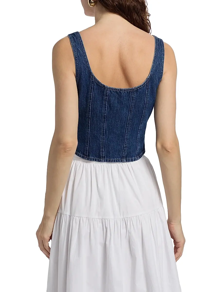 L'Agence Women's Elysia Denim Corset Tank | Thumbnail 5 L'Agence Women's Elysia Denim Corset Tank | Thumbnail 5