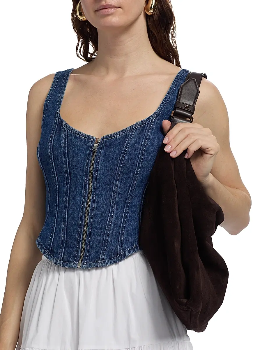L'Agence Women's Elysia Denim Corset Tank | Thumbnail 6 L'Agence Women's Elysia Denim Corset Tank | Thumbnail 6
