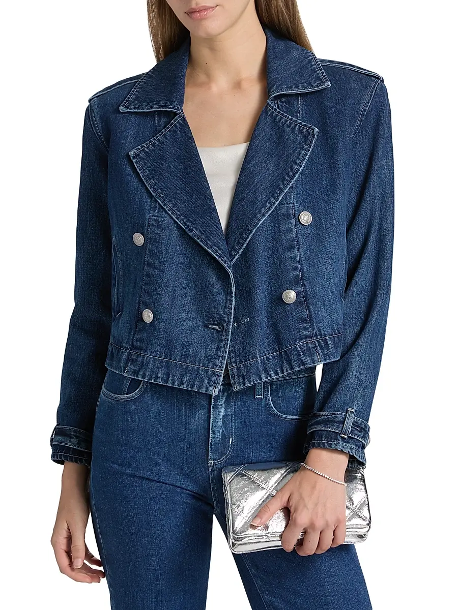L'Agence Women's Maddox Cropped Double-Breasted Denim Jacket | Thumbnail 3 L'Agence Women's Maddox Cropped Double-Breasted Denim Jacket | Thumbnail 3