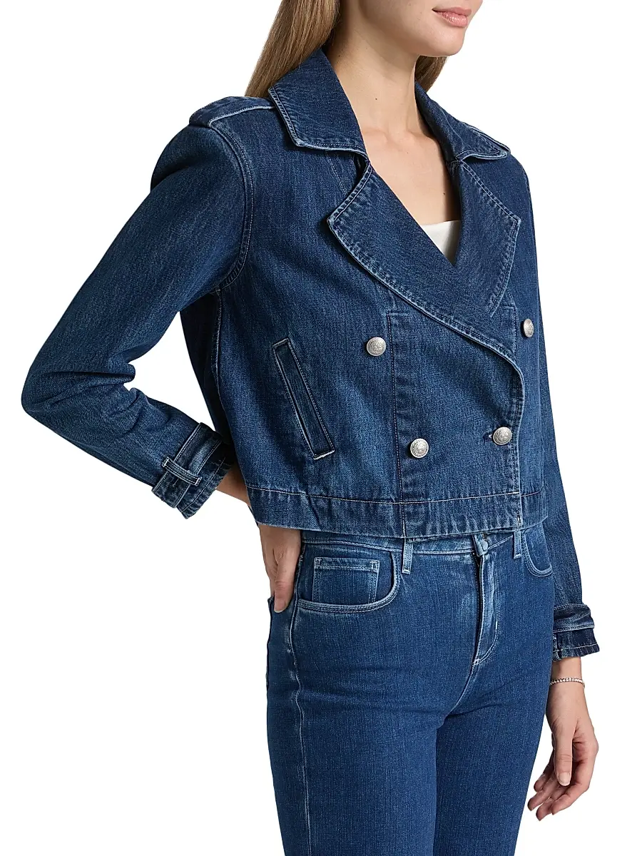L'Agence Women's Maddox Cropped Double-Breasted Denim Jacket | Thumbnail 4 L'Agence Women's Maddox Cropped Double-Breasted Denim Jacket | Thumbnail 4