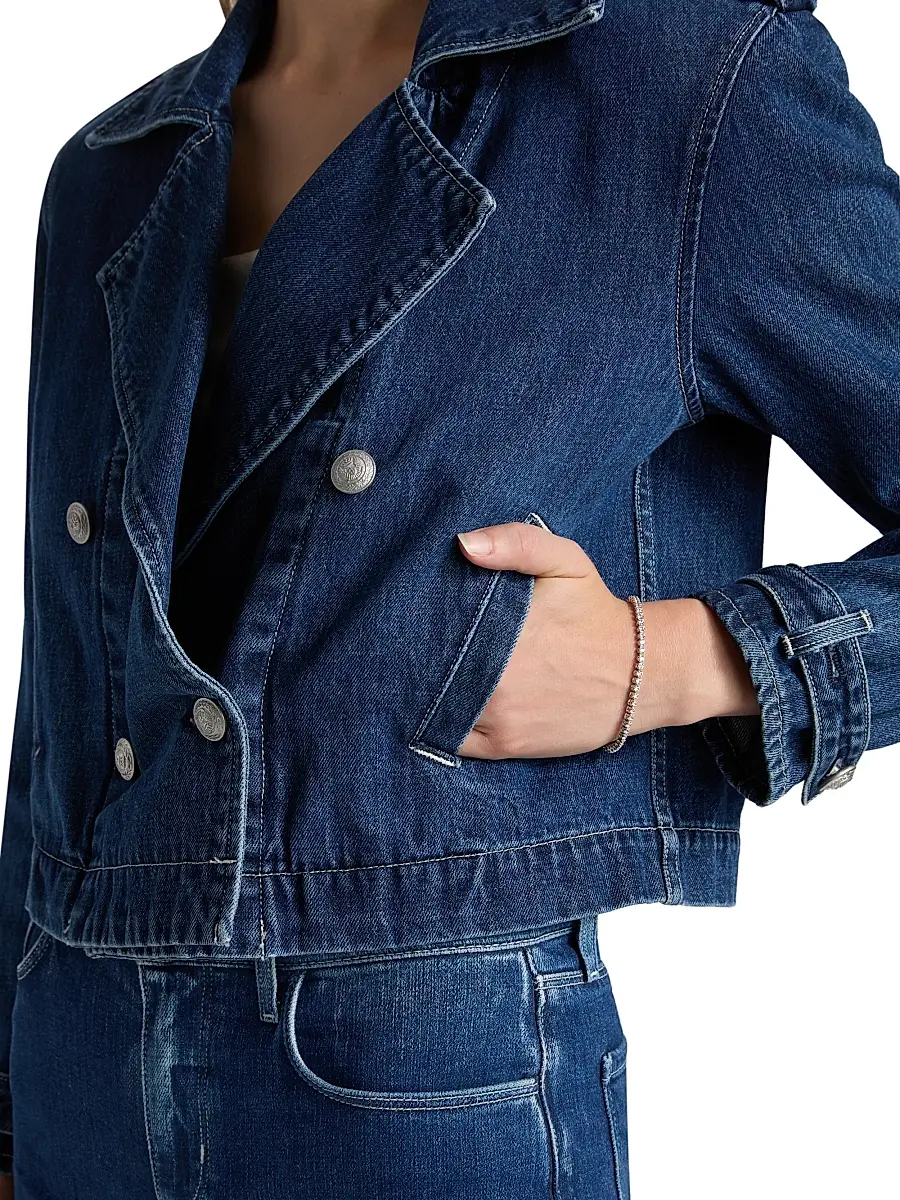 L'Agence Women's Maddox Cropped Double-Breasted Denim Jacket | Thumbnail 6 L'Agence Women's Maddox Cropped Double-Breasted Denim Jacket | Thumbnail 6