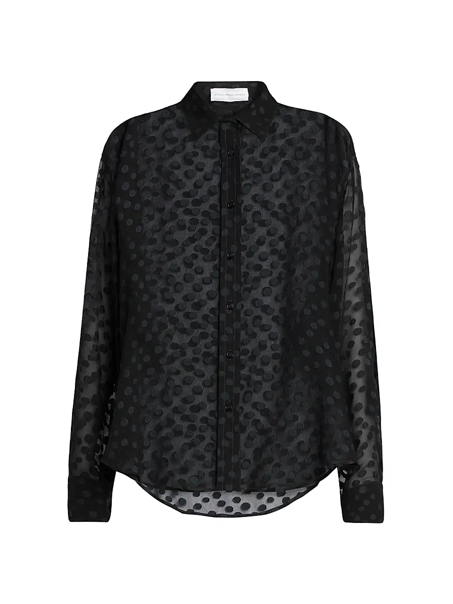 Stella McCartney Women's Dots Sheer Crepon Button-Front Shirt - Black | Image 1 Stella McCartney Women's Dots Sheer Crepon Button-Front Shirt - Black | Image 1