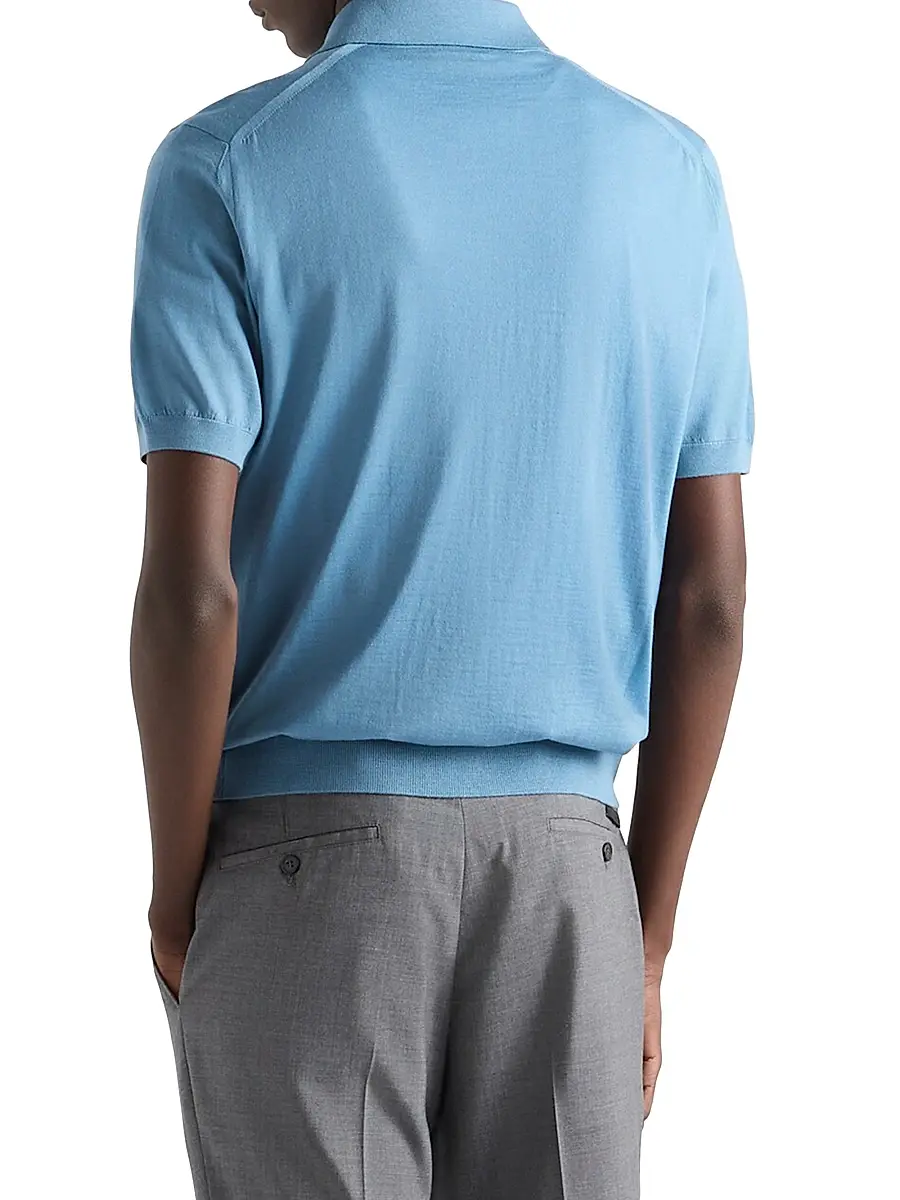 Prada Men's Superfine Wool Polo Shirt | Thumbnail 4 Prada Men's Superfine Wool Polo Shirt | Thumbnail 4