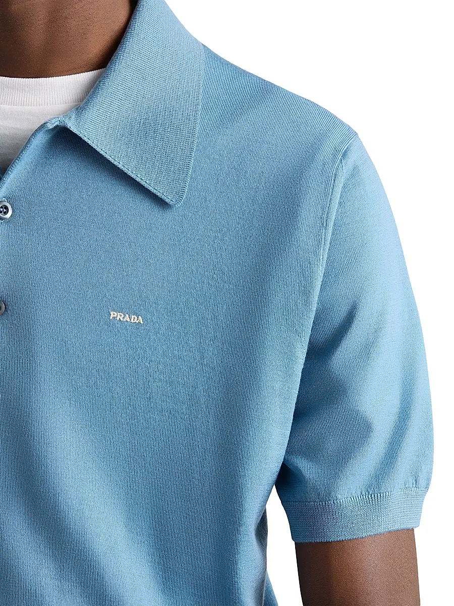 Prada Men's Superfine Wool Polo Shirt | Thumbnail 5 Prada Men's Superfine Wool Polo Shirt | Thumbnail 5