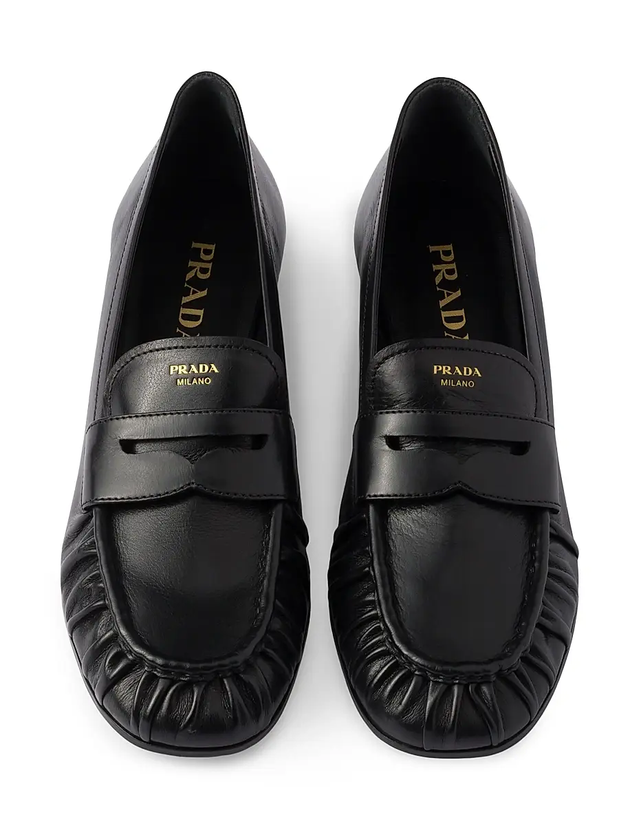 Prada Women's Leather Loafers - Beige Khaki | Thumbnail 2 Prada Women's Leather Loafers - Beige Khaki | Thumbnail 2