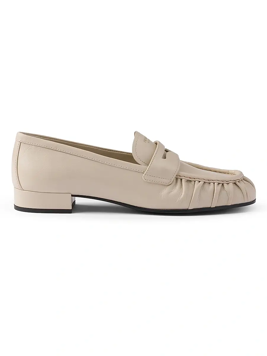 Prada Women's Leather Loafers - Beige Khaki | Thumbnail 5 Prada Women's Leather Loafers - Beige Khaki | Thumbnail 5