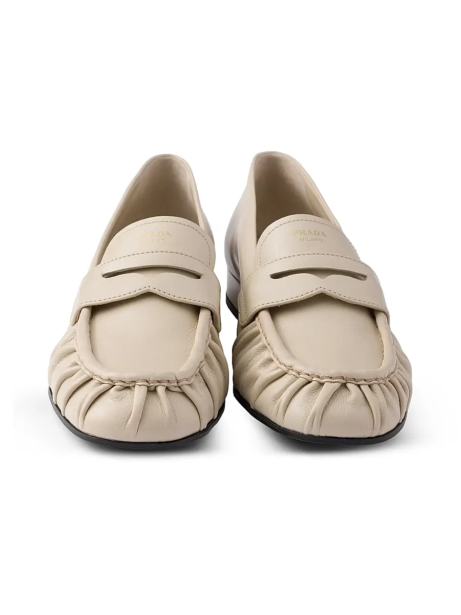 Prada Women's Leather Loafers - Beige Khaki | Thumbnail 6 Prada Women's Leather Loafers - Beige Khaki | Thumbnail 6