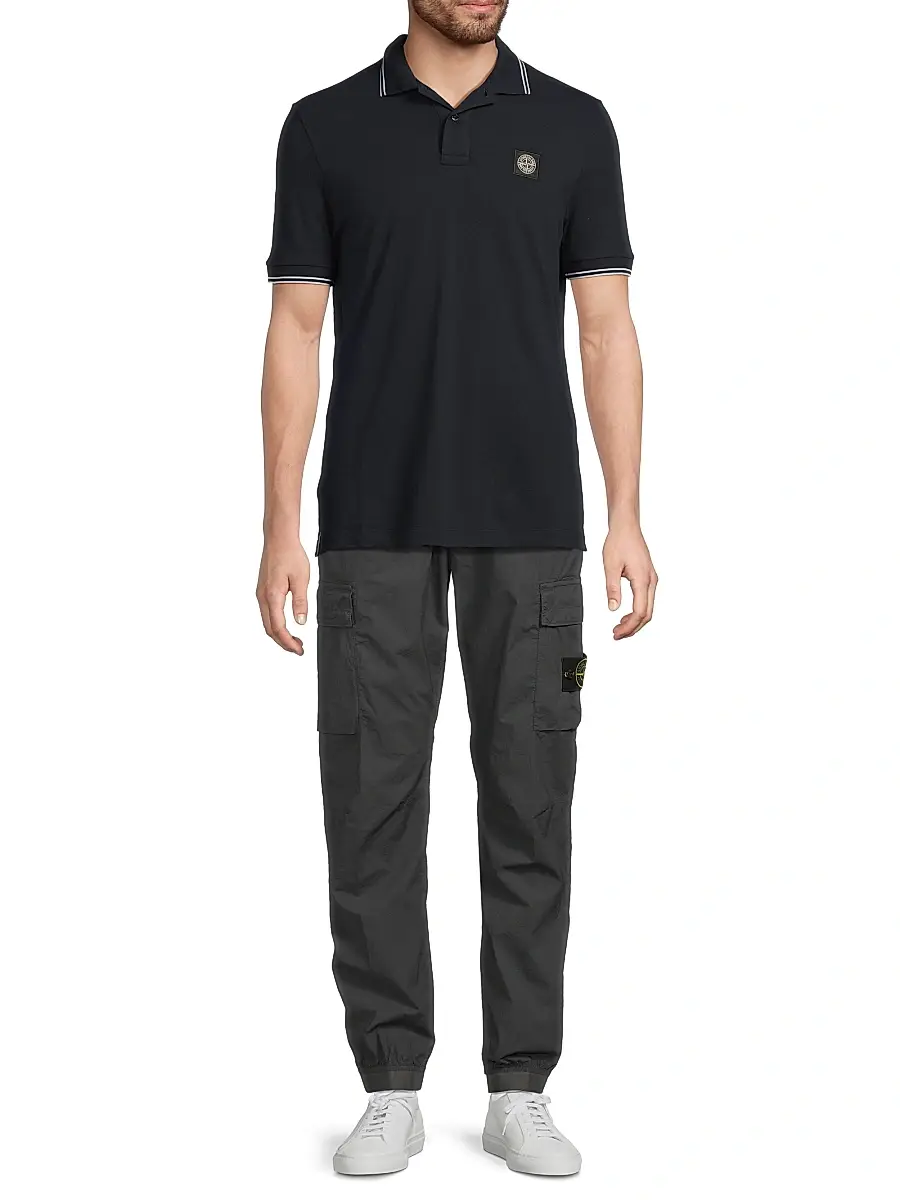 Stone Island Men's Logo Patch Stretch-Cotton Polo Shirt | Thumbnail 2 Stone Island Men's Logo Patch Stretch-Cotton Polo Shirt | Thumbnail 2