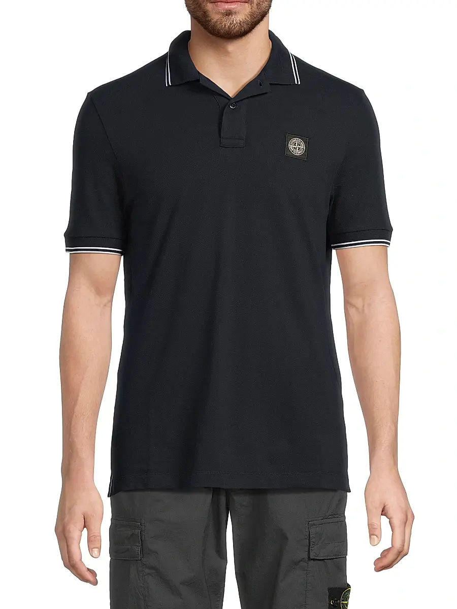 Stone Island Men's Logo Patch Stretch-Cotton Polo Shirt | Thumbnail 3 Stone Island Men's Logo Patch Stretch-Cotton Polo Shirt | Thumbnail 3