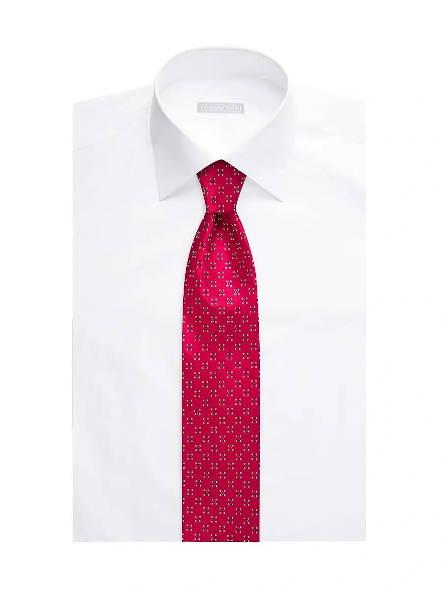 Stefano Ricci Men's Luxury Silk Tie - Bright Red | Thumbnail 2 Stefano Ricci Men's Luxury Silk Tie - Bright Red | Thumbnail 2