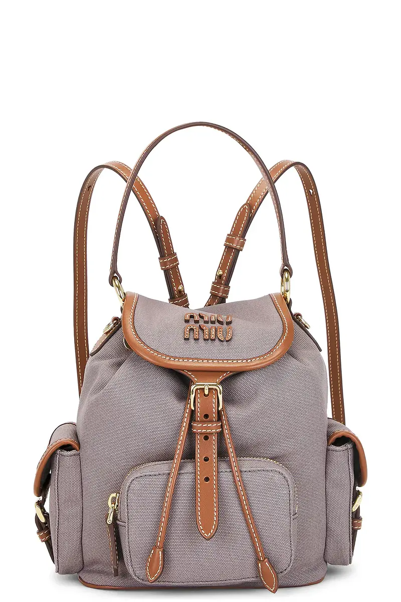 Miu Miu Canapa & Soft Calf Backpack | Image 1 Miu Miu Canapa & Soft Calf Backpack | Image 1