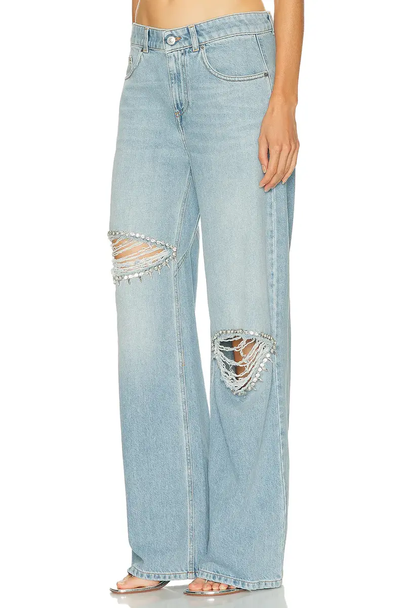 AREA Distressed Crystal Relaxed Slit Jean | Thumbnail 3
