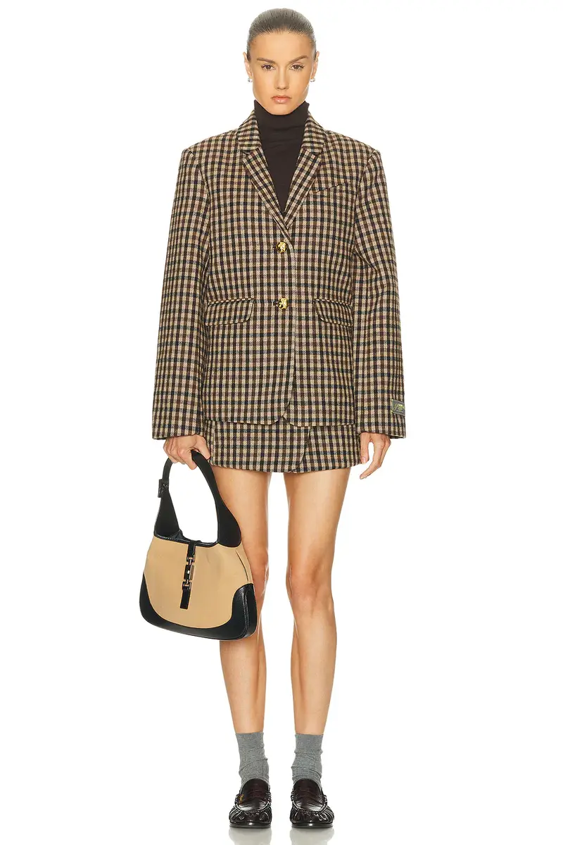 Ganni Check Wool Blazer | Thumbnail 4