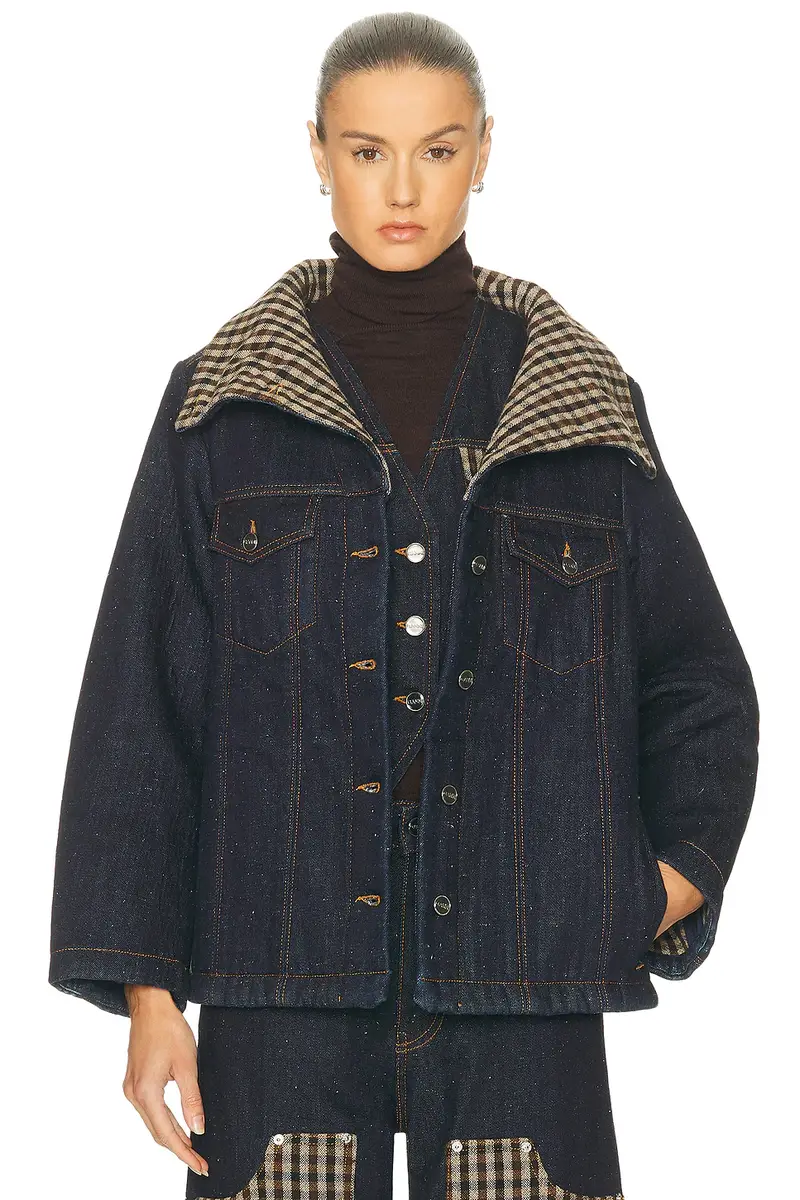 Ganni Neppy Denim Bonded Jacket | Image 1 Ganni Neppy Denim Bonded Jacket | Image 1