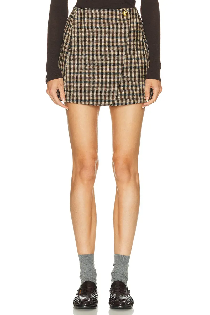 Ganni Check Wool Mini Skirt | Image 1 Ganni Check Wool Mini Skirt | Image 1
