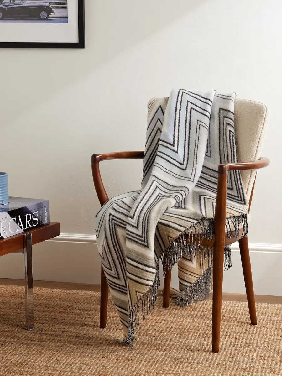 Missoni Home Plume Fringed Striped Jacquard-Knit Wool-Blend Blanket - Men | Thumbnail 2 Missoni Home Plume Fringed Striped Jacquard-Knit Wool-Blend Blanket - Men | Thumbnail 2