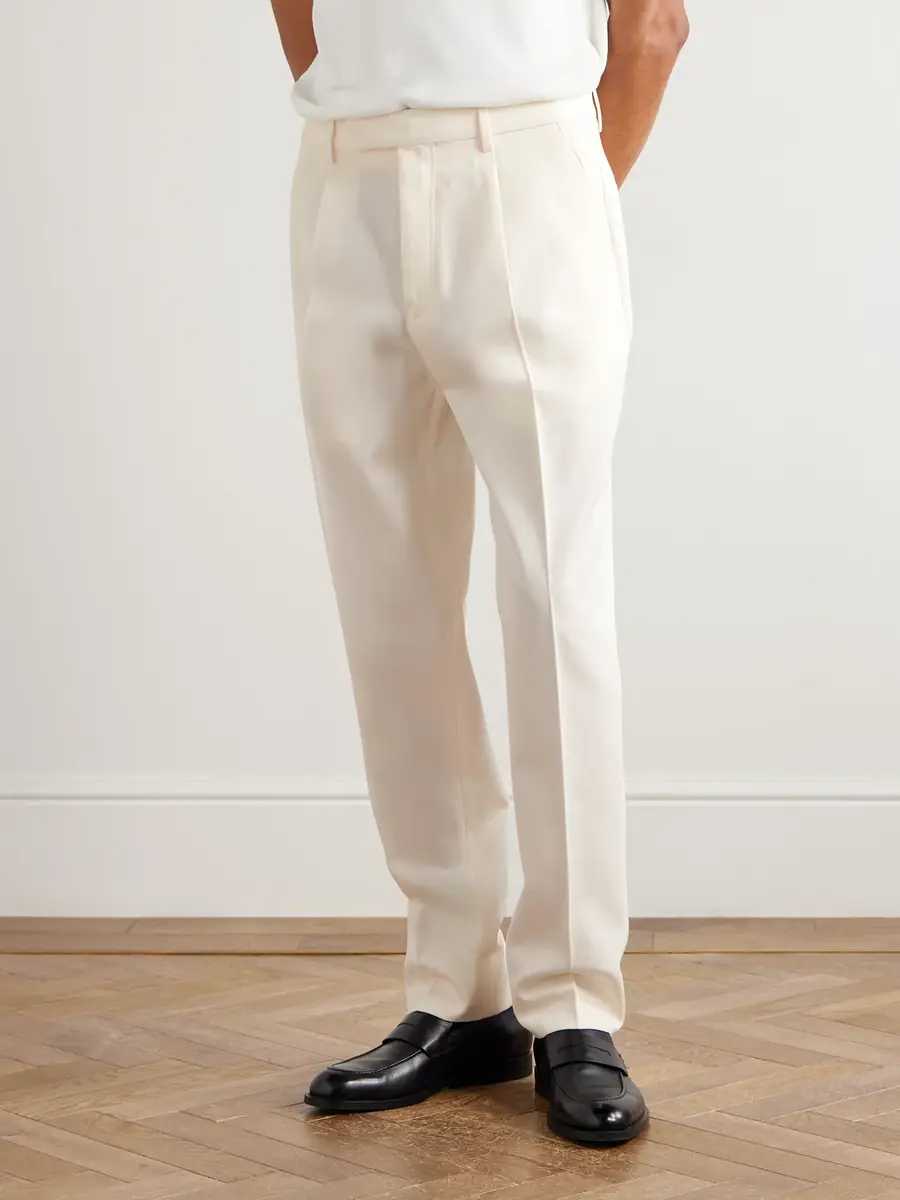 Zegna Straight-Leg Cotton and Wool-Blend Trousers - Men | Thumbnail 3 Zegna Straight-Leg Cotton and Wool-Blend Trousers - Men | Thumbnail 3