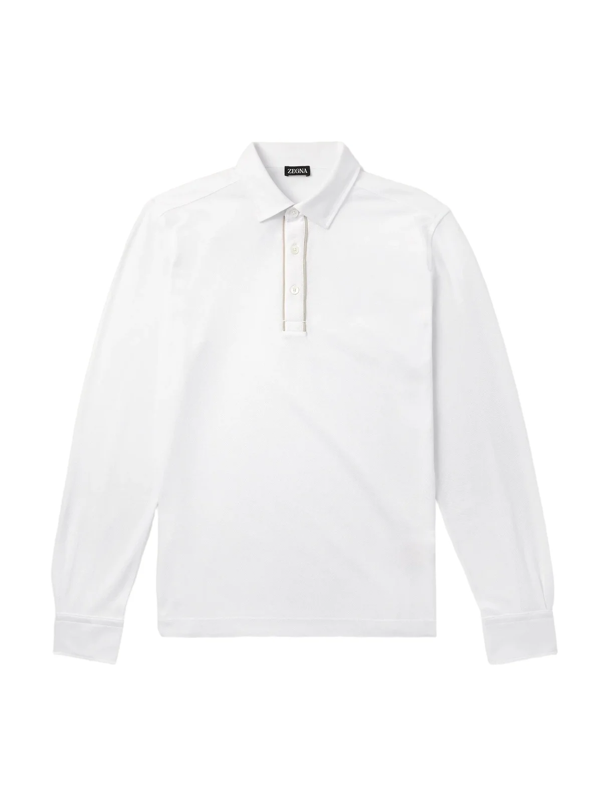 Zegna Suede-Trimmed Cotton-Piqué Polo Shirt - Men