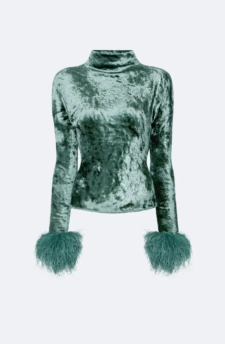 Lapointe Velvet Dolman Top With Feathers | Thumbnail 4 Lapointe Velvet Dolman Top With Feathers | Thumbnail 4