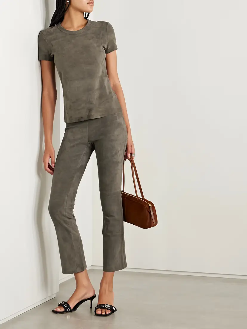 STOULS Jp Twenty Cropped Suede Flared Leggings | Thumbnail 2