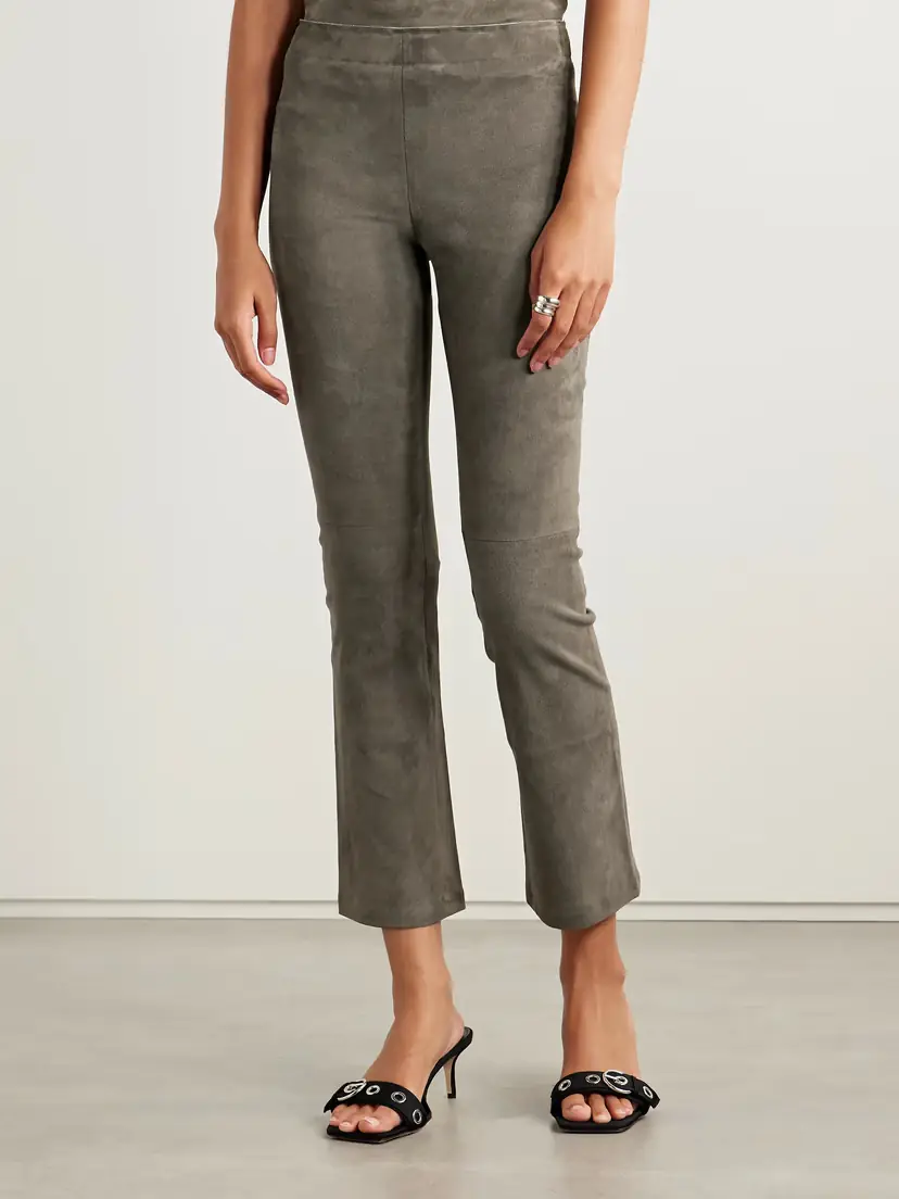 STOULS Jp Twenty Cropped Suede Flared Leggings | Thumbnail 3