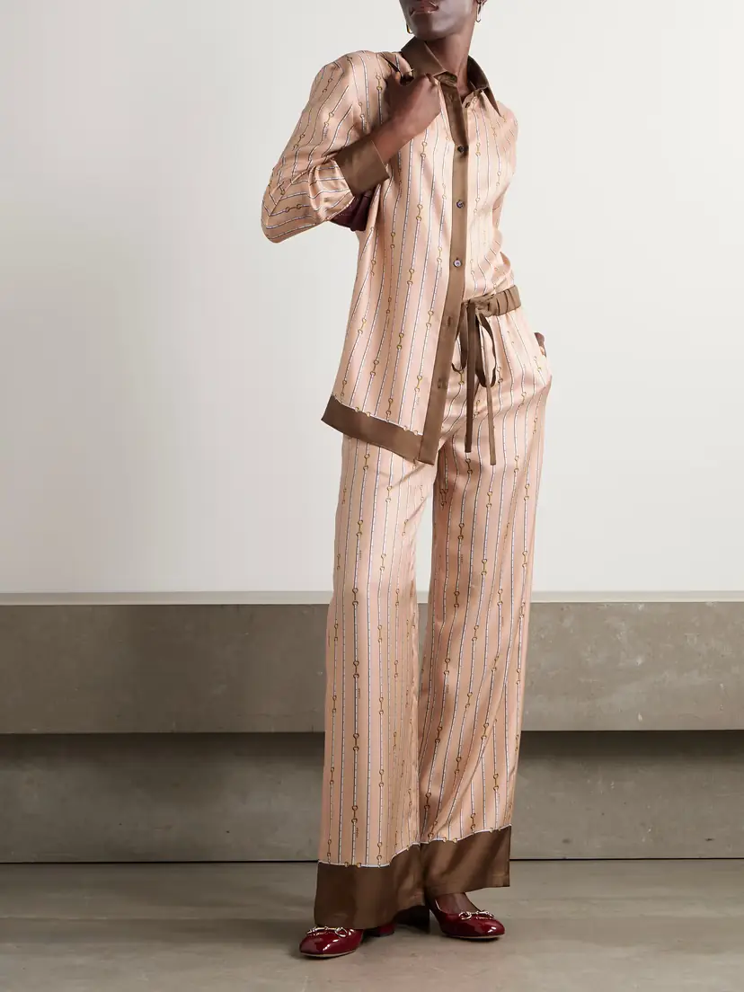 Gucci Striped Silk-twill Wide-leg Pants | Thumbnail 2 Gucci Striped Silk-twill Wide-leg Pants | Thumbnail 2