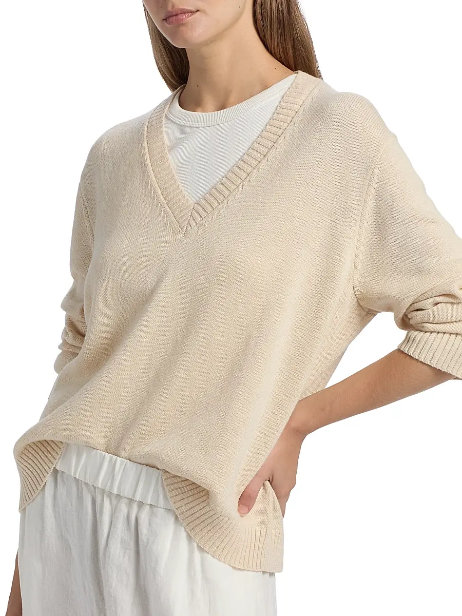 Jenni Kayne Women's Simone Wool-Cotton V-Neck Sweater | Thumbnail 6 Jenni Kayne Women's Simone Wool-Cotton V-Neck Sweater | Thumbnail 6