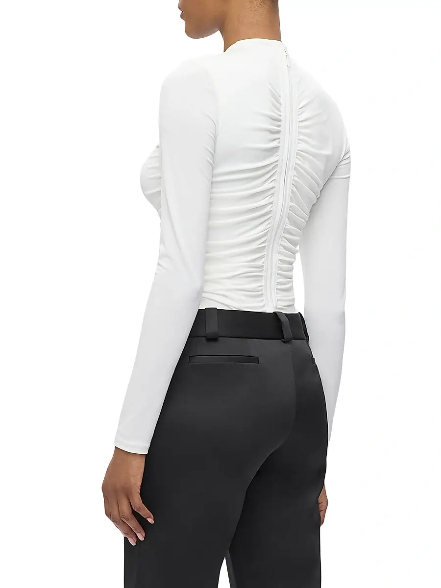 Hervé Léger Women's The Veronica Ruched Long Sleeve Top - Alabaster | Thumbnail 6 Hervé Léger Women's The Veronica Ruched Long Sleeve Top - Alabaster | Thumbnail 6