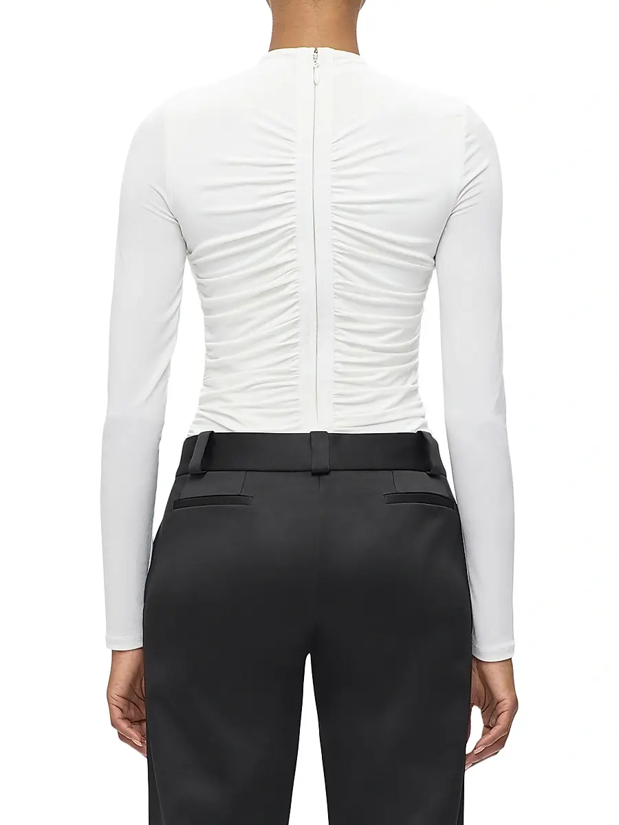 Hervé Léger Women's The Veronica Ruched Long Sleeve Top - Alabaster | Thumbnail 7 Hervé Léger Women's The Veronica Ruched Long Sleeve Top - Alabaster | Thumbnail 7