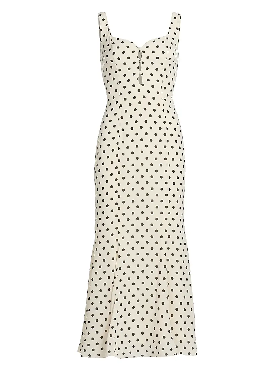 Reformation Women's Laine Polka Dot Midi-Dress - Portofino | Image 1 Reformation Women's Laine Polka Dot Midi-Dress - Portofino | Image 1