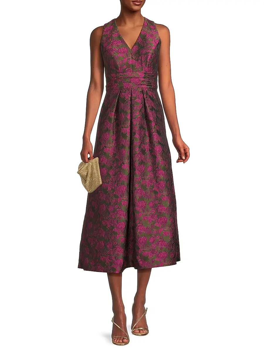 Kay Unger Women's Marcella Two-Tone Jacquard Midi-Dress | Thumbnail 2