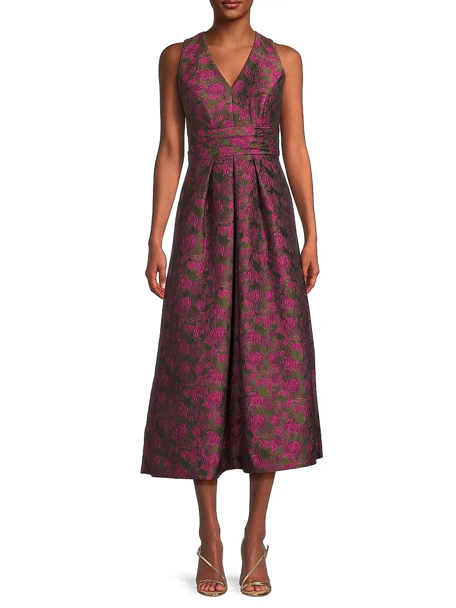 Kay Unger Women's Marcella Two-Tone Jacquard Midi-Dress | Thumbnail 3