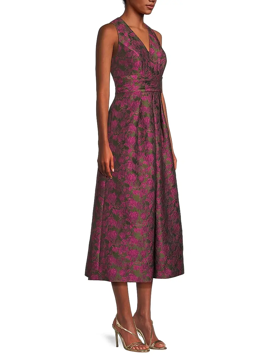 Kay Unger Women's Marcella Two-Tone Jacquard Midi-Dress | Thumbnail 4