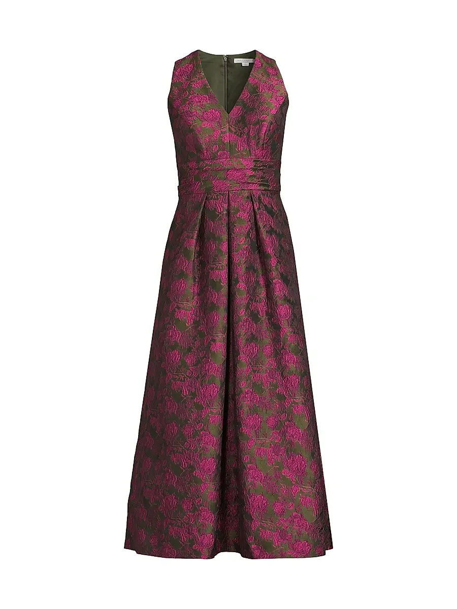 Kay Unger Women's Marcella Two-Tone Jacquard Midi-Dress - Wild Berry Pesto | Image 1 Kay Unger Women's Marcella Two-Tone Jacquard Midi-Dress - Wild Berry Pesto | Image 1