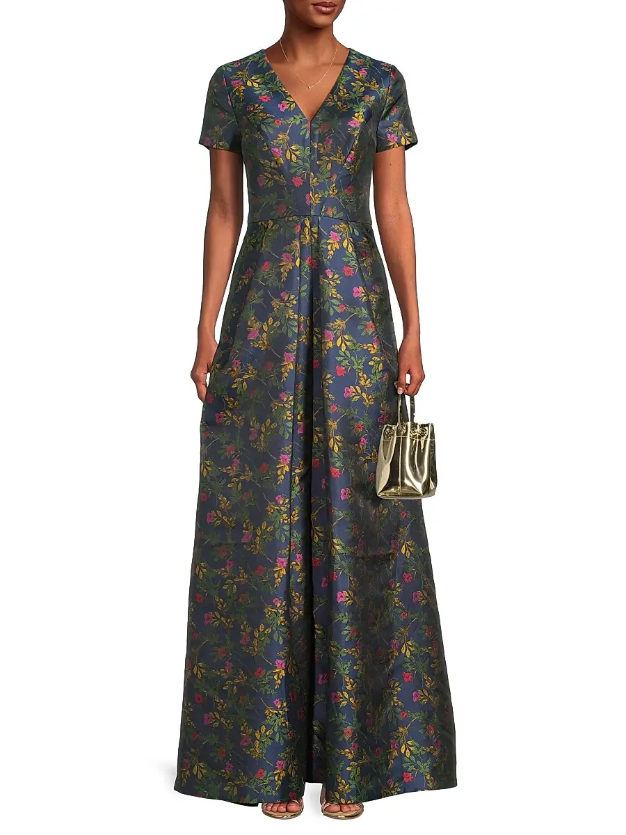 Kay Unger Women's Rochelle Floral V-Neck Gown | Thumbnail 2