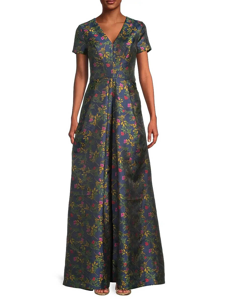Kay Unger Women's Rochelle Floral V-Neck Gown | Thumbnail 3