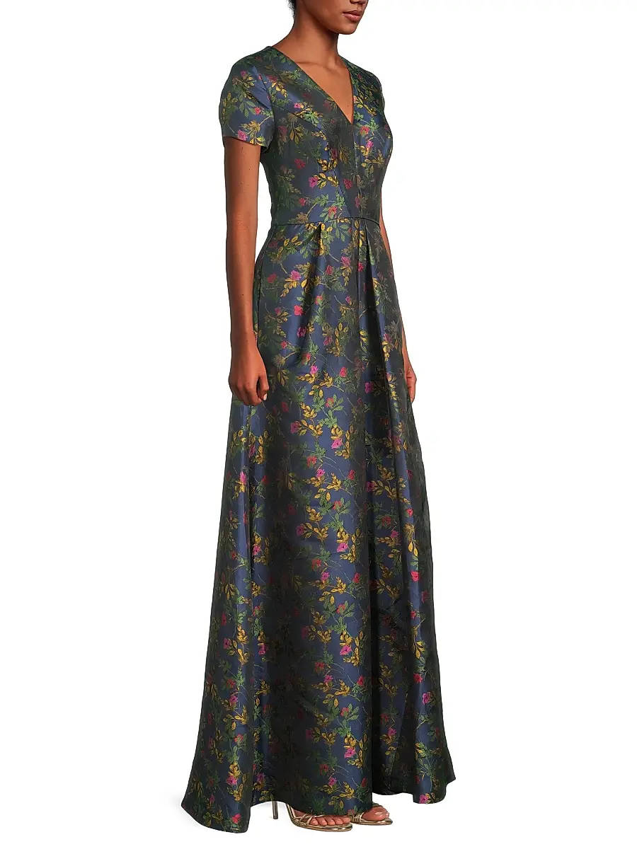 Kay Unger Women's Rochelle Floral V-Neck Gown | Thumbnail 4