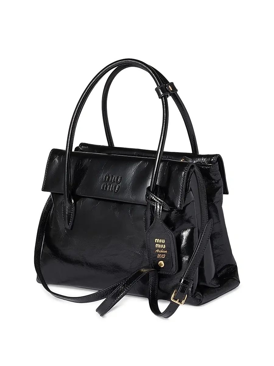 Miu Miu Women's Shiny Leather Top Handle Bag - Black | Thumbnail 2 Miu Miu Women's Shiny Leather Top Handle Bag - Black | Thumbnail 2