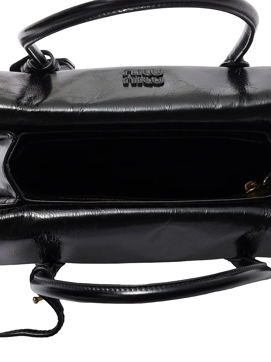 Miu Miu Women's Shiny Leather Top Handle Bag - Black | Thumbnail 4 Miu Miu Women's Shiny Leather Top Handle Bag - Black | Thumbnail 4