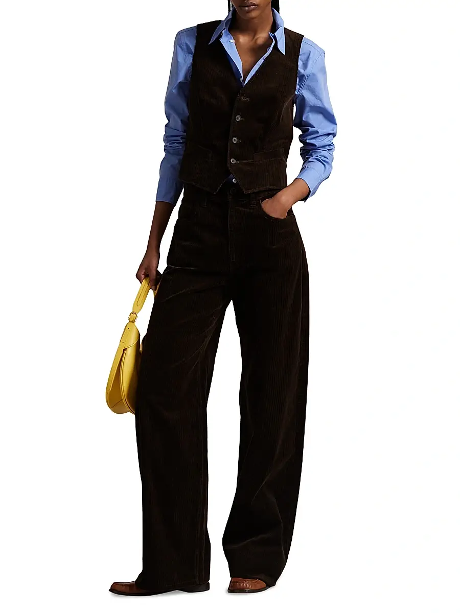 Polo Ralph Lauren Women's Corduroy Wide-Leg Pants - Dark Beech | Thumbnail 2 Polo Ralph Lauren Women's Corduroy Wide-Leg Pants - Dark Beech | Thumbnail 2