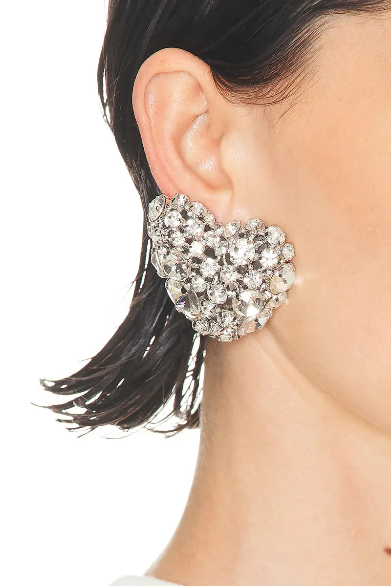 AREA Crystal Cluster Heart Earrings | Thumbnail 2