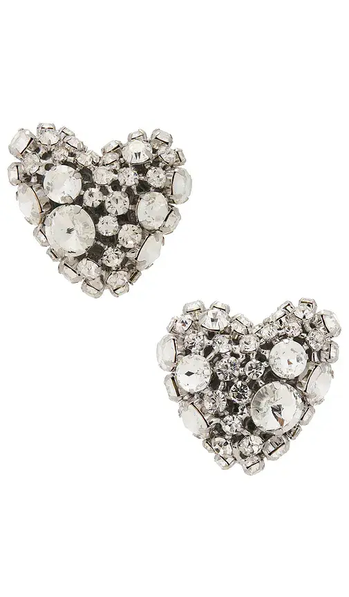 AREA Crystal Cluster Heart Earrings | Thumbnail 4